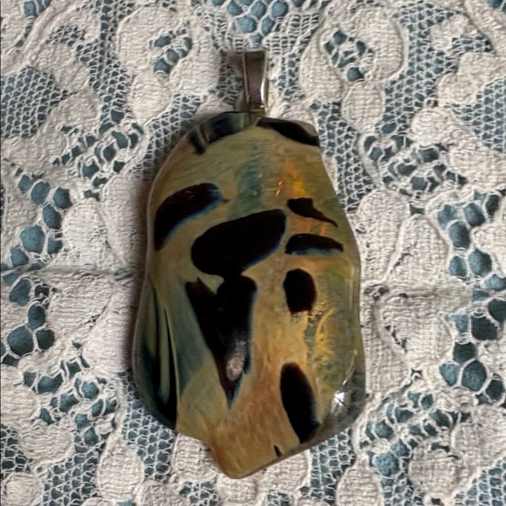 Animal Print  Handmade USA  Fused Glass Pendant